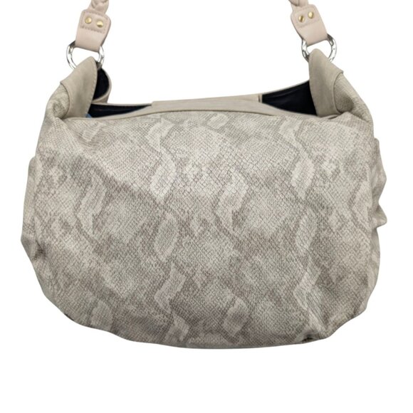 Miche Beverly Demi Snake Shoulder Bag Cream Grey Tote 2 Braided Straps Ruched - Picture 4 of 15